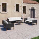 Prolenta premium - salon de jardin 5 pcs avec coussins r�sine tress�e noir