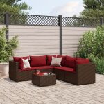 Prolenta premium - salon de jardin 6 pcs avec coussins marron r�sine tress�e