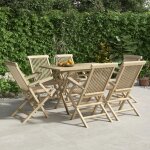 Prolenta premium - salon de jardin 7 pcs gris bois de teck solide