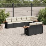 Prolenta premium - salon de jardin 8 pcs avec coussins noir r�sine tress�e