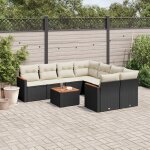 Prolenta premium - salon de jardin 9 pcs avec coussins noir r�sine tress�e