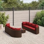Prolenta premium - salon de jardin avec coussins 9 pcs marron r�sine tress�e
