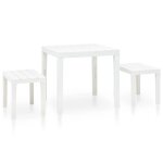 Prolenta premium - table de jardin avec 2 bancs plastique blanc