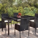 Prolenta premium - table de jardin dessus en verre noir 190x90x75cm r�sine tress�e