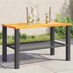 Prolenta premium - table de jardin noir 70x38x42 cm r�sine tress�e et bois acacia