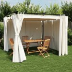 Prolenta premium - tonnelle avec rideaux cr�me 3x3 m acier