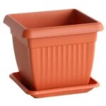 Prosperplast 5 x pot de fleurs, carr�, terracotta plastique 19 x 19 cm d�co plant balcon jardin