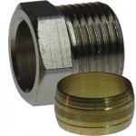 Raccord bague laiton m�le Ø cuivre 14 Ø robinet 15 / 21 danfoss