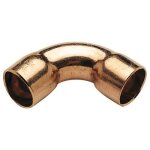 Raccord cuivre a souder - courbe 90 double femelle �28 grand rayon