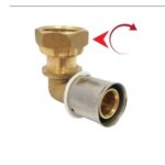 Raccord per � sertir - coude � �crou mobile - diam 12mm - f. 15x21 boutte