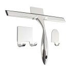 Raclette � vitre en acier inoxydable avec poign�e courte et crochets - id�ale pour salle de bain, fen�tre ...