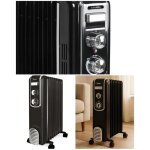 Radiateur  bain d'huile mcanique vintage noir 2000w 9 colonnes 3 rglages de chaleur thermostat rglable ...