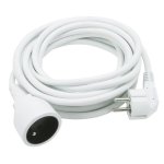 Rallonge electrique c�ble prolongateur secteur 2 p�les + terre blanc 5m fiche16a, 3 x 1, 5mm