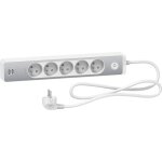Rallonge multiprise schneider 5 prises 2p + t blanche finition aluminium bross� 2 usb 1, 5m