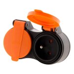 Rallonge �tanche 2 prises 2p + t h07rn - f 3x 1, 5mm 10m avec clip de fixation orange - zenitech