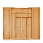 Range - couvert en bambou extensible, hlp : 5 x 32, 5 - 52 x 45, 5 cm, organiseur de tiroir pour cuisine, ...