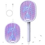 Raquette electrique insectes 4000v via usb, raquette moustique electrique repliable, tuer mouches et ...