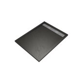 Receveur en acrylique noir effet pierre 90x120x4 cm - grille lin�aire chrome - meteora