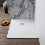 Receveur de douche 80x80 en resine blanche effet pierre muse