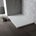 Receveur de douche d'angle ultra fin 80x100 cm en resine blanc mat mart