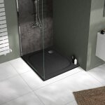 Receveur de douche carr� effet pierre mooneo - l. 80 x l. 80 cm - noir