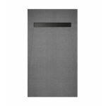 Receveur de douche � carreler 140�90 cm avec bonde �coulement lin�aire grille finition noire