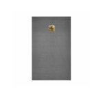 Receveur de douche � carreler 160x90cm avec bonde � sortie horizontale - grille finition or bross�