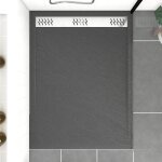 Receveur en acrylique gris effet pierre 90x120x4 cm - grille lin�aire chrome - meteora