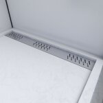 Receveur en acrylique blanc effet pierre 80x80x4 cm - grille linaire chrome - moon