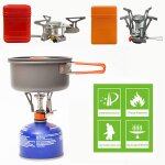 Rchaud a gaz de camping portable, mini rchaud d'extrieur coupe - vent, cuisinire pliante avec bote ...