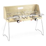 Rchaud a gaz portable a deux brleurs, avec pieds pliables, en alliage d'aluminium, pour camping et ...