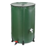 Rcuprateur d'eau de pluie - cuve rservoir en pvc pliable - double robinet 250 litres vert