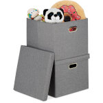 Relaxdays lot de 2 bo�tes de rangement, caisse pliante avec couvercle, 51 l, rectangulaire, 20, 5 x 34, ...