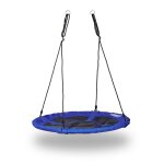 Relaxdays balanoire nid d'oiseau rond pour le jardin avec assise bleu