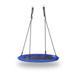 Relaxdays balan�oire nid d'oiseau rond pour le jardin avec assise bleu