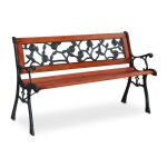 Relaxdays banc de jardin fonte bois 2 places balcon terrasse motif roses extrieur confort