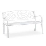 Relaxdays banc de jardin banc en mtal nostalgique banc en fonte banc de terrasse blanc