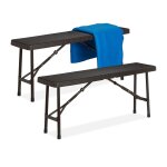 Relaxdays banc pliant lot de 2 brun banc de jardin banc pliable camping plastique 1 m�tre