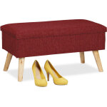 Relaxdays banc de rangement, rembourr�, pieds bois, banquette , coffre avec rev�tement tissu hlp39 x77x ...