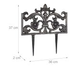 Relaxdays bordure de jardin en fonte de fer clture en mtal piquet plate - bande antiquits