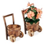 Relaxdays brouette plantes 2 pices pour fleurs dcor de jardin, vase a plantes.