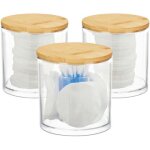 Relaxdays - distributeur coton d�maquillant, boite coton, range coton organiseur couvercle set de 3, ...