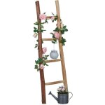 Relaxdays - echelle d�corative en bois, 116 cm, jardin, 4 barres, ch�taignier, artis�nal, habits et serviettes ...