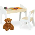 Relaxdays ensemble de table et de chaise pour enfants, kit pour cr�ches, bambins, couleurs beige et blanche ...