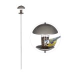 Relaxdays mangeoire a oiseaux distributeur de graines silo avec piquet jardin balcon
