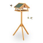 Relaxdays mangeoire a oiseaux sur pied nichoir a oiseaux bois pour oiseaux toit vert