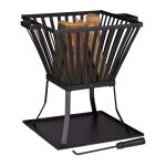Relaxdays panier a feu xl brasero de jardin chemine de terrasse barbecue foyer acier noir