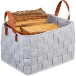 Relaxdays panier de rangement feutre, pliable, bote pour rangement avec anses, hxlxp 26 x 40 x 30 cm, ...