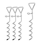 Relaxdays piquet kit ancrage spirale forme tire - bouchon set de 4, tente trampoline acier