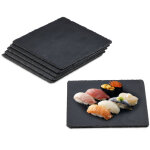 Relaxdays plateau en ardoise, lot de 6, 25 x 25 cm, assiette de pr�sentation, carr�, plat de service, ...